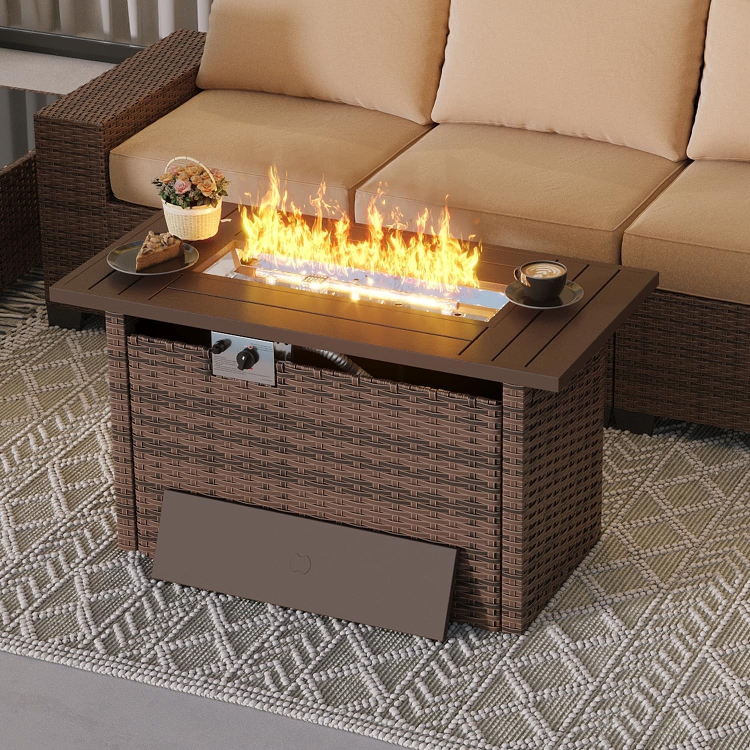 Bonsai Garden Bench - Nordivale 44'' Outdoor Wicker Gas Fire