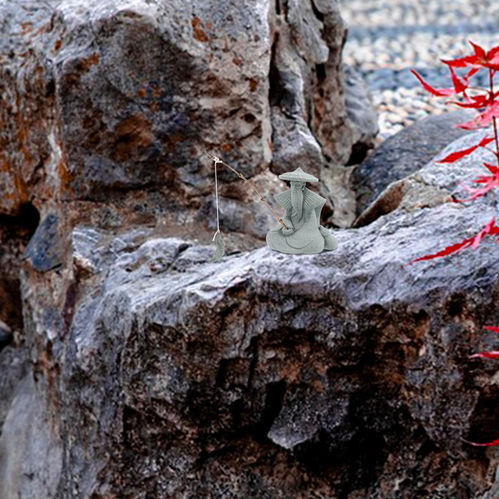Bonsai Garden Decor - Mini Fisherman Statue Resin Garden Fish