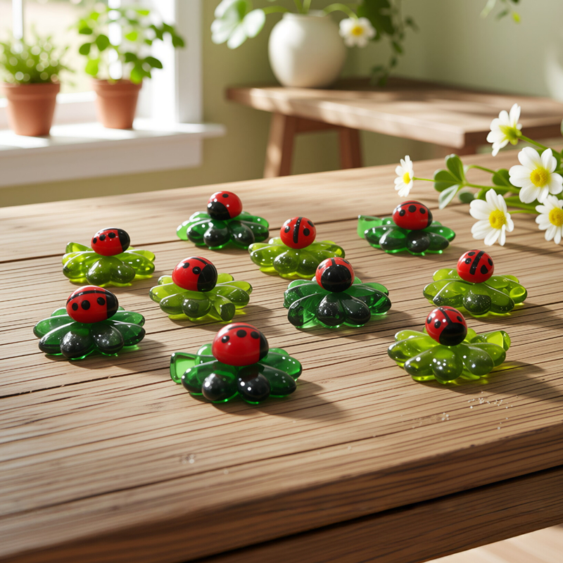 Bonsai Garden Bench - 5pcs Green Mini Glass Four-Leaf Clover