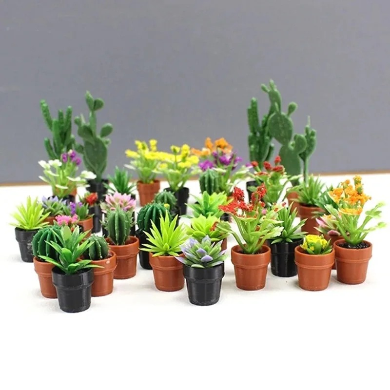 Japanese Garden Bonsai - 5Pcs 1:12 Dollhouse Simulation Plant Potted