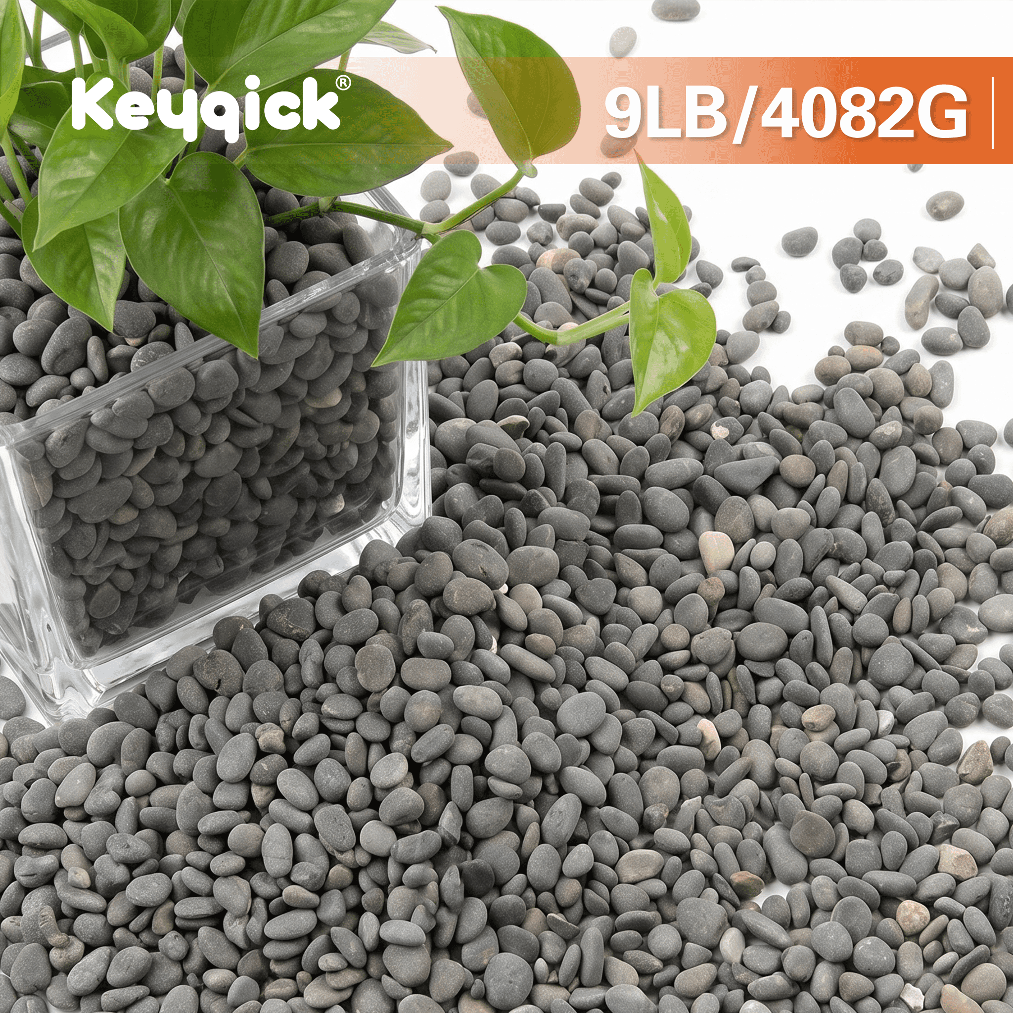Bonsai Garden Decor - 9lbs Beach Pebbles, Natural Grey River