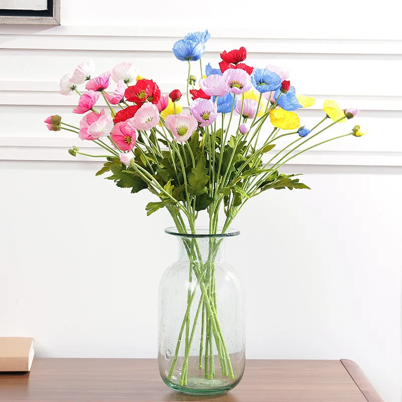 4 Head Artificial Flowers Popp - Bonsai Garden Decor のレビューと価格