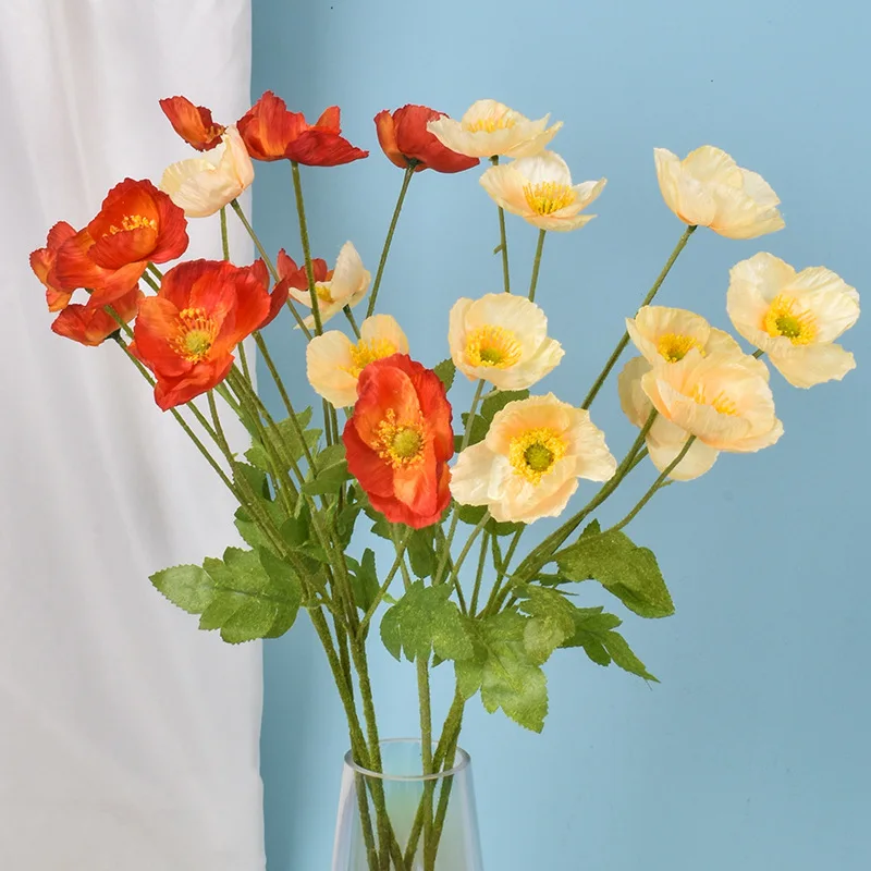 4 Head Artificial Flowers Popp - Bonsai Garden Decor のレビューと価格