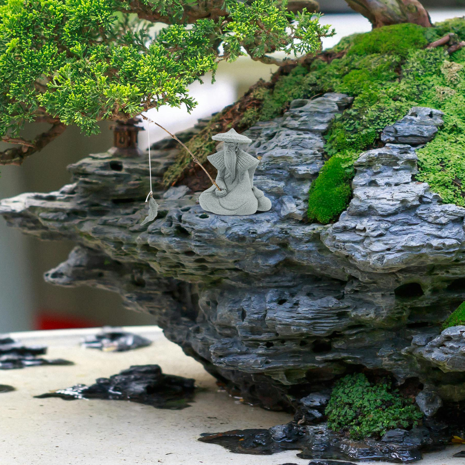 Mini Fisherman Statue Resin Ga - Bonsai Garden Decor のレビューと価格